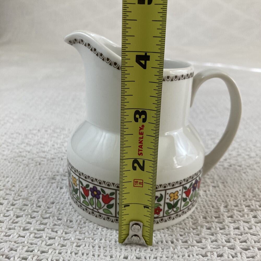 Floral Creamer Pitcher Royal Doulton England Fireglow Folk Flower TC1080 Vintage - Picture 7 of 7